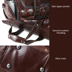 HUMERPAUL MH484 Men Leather Business Travel Bag Large Capacity Carry Bag, MH484