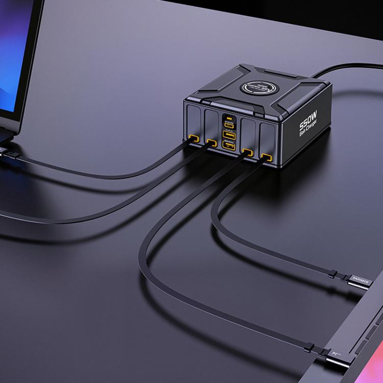 550W USB-C GaN Super Fast Charging Multi-Port Retractable Cable Charger, EU Plug, US Plug, UK Plug, AU Plug, KR Plug