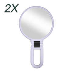 12cm Double Sided Magnifying Makeup Mirror with Handle Folding Pedestal Mirror Portable Travel Vanity Mirror, 2X, 5X, 10X, 15X