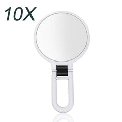 12cm Double Sided Magnifying Makeup Mirror with Handle Folding Pedestal Mirror Portable Travel Vanity Mirror, 2X, 5X, 10X, 15X