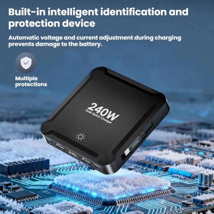 240W Smart Fast Charger With Magnetic USB Retractable Cable And Multi-Port Storage, EU Plug, US Plug, UK Plug, AU Plug, KR Plug