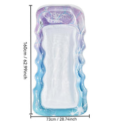 Inflatable Thickened Floating Bed Water Air Lounger, Wavy Starry Sky Blue, Pink, Blue, Yellow, Green, Starry Pink Holes, Starry Blue Holes, Starry Sky Rainbow Holes, Sequin Lime Blossom Holes, Sequin Pink Flower Cupcake Holes, Lemon Pattern Holes      ...