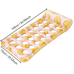 Inflatable Thickened Floating Bed Water Air Lounger, Wavy Starry Sky Blue, Pink, Blue, Yellow, Green, Starry Pink Holes, Starry Blue Holes, Starry Sky Rainbow Holes, Sequin Lime Blossom Holes, Sequin Pink Flower Cupcake Holes, Lemon Pattern Holes      ...