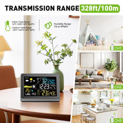 Wireless Weather Station With 5.9-Inch Color Display, Atomic Clock With Outdoor Sensor, Digital Thermometer Hygrometer For Home, Barometric Pressure, Moon Phase