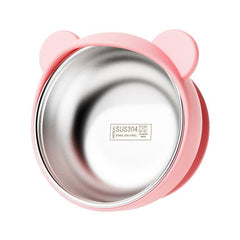 Baby Feeding Bowl with Strong Suction Base, 304 Stainless Steel Inner & Silicone Outer Shell, Spill-Proof Insulated Toddler Training Bowl