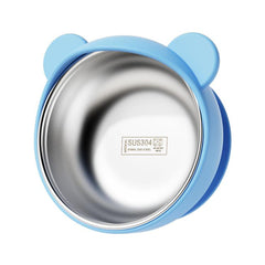Baby Feeding Bowl with Strong Suction Base, 304 Stainless Steel Inner & Silicone Outer Shell, Spill-Proof Insulated Toddler Training Bowl