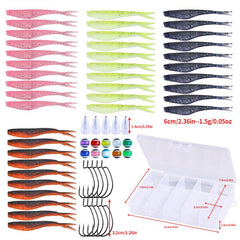 Soft Bait Crankbait Hook Set Split Soft Lure, HENGJIA 60pcs /Box, HENGJIA 65pcs /Box