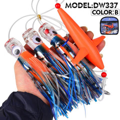 Saltwater Trolling Lure Rig Octopus Squid Skirt Lures with Spreader Bird & Weighted Lead Head Hook, PROBEROS 6inch, PROBEROS  9inch