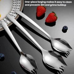LsCook 304 Stainless Steel Salad Spoon Fork Instant Noodle Pasta Fork, Medium