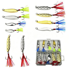 Fishing Spoon Lures Kit Metal Hard Baits Set with Treble & Single Hooks, Feathers, PROBEROS 9 In 1, PROBEROS 10 In 1, PROBEROS 16 In 1, PROBEROS 17 In 1, PROBEROS 19 In 1, PROBEROS 38 In 1 A, PROBEROS 38 In 1 B, PROBEROS 50 In 1