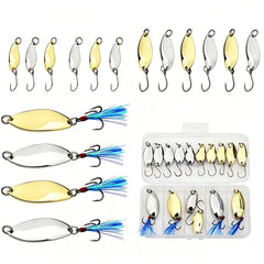 Fishing Spoon Lures Kit Metal Hard Baits Set with Treble & Single Hooks, Feathers, PROBEROS 9 In 1, PROBEROS 10 In 1, PROBEROS 16 In 1, PROBEROS 17 In 1, PROBEROS 19 In 1, PROBEROS 38 In 1 A, PROBEROS 38 In 1 B, PROBEROS 50 In 1