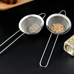 304 Stainless Steel Milk Juice Mesh Strainer Ultra-Fine Kitchen Flour Sifter, Round Base
