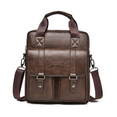 WEIXIER Mens Messenger Bag Vintage PU Leather Briefcase for Business & Travel Crossbody Handbag with Multi-Pockets