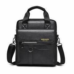 WEIXIER T666 Mens Vertical Messenger Bag PU Leather Crossbody Shoulder Bag Business Briefcase for Work Travel