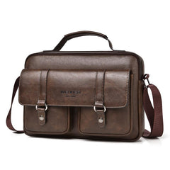 WEIXIER D1109 Mens Horizontal Briefcase Messenger Bag Waterproof PU Leather Shoulder Bag Handbag