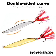 PROBEROS 9pcs /Box Fishing Spoons Lure Set Metal Willow Leaf Spinner Baits with Blood Groove Treble Hooks