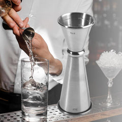 304 Stainless Steel Dual-Ended Ounce Measuring Cup Bar Mixing Measuring Cup, LsCook 30/60ml Curved Edge