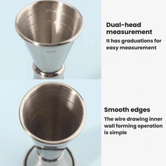 304 Stainless Steel Dual-Ended Ounce Measuring Cup Bar Mixing Measuring Cup, LsCook 30/60ml Curved Edge