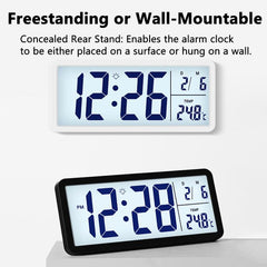 10-Inch LCD Display Desktop Electric Clock with Backlight Large Digital Wall Clock Indoor Thermometer