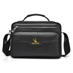 WEIXIER D1108 Men Business Retro Shoulder Bag Large Capacity Casual Waterproof PU Crossbody Bag