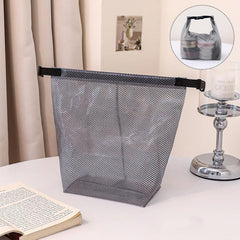 Waterproof EVA Mesh Toiletry Bag Portable Travel Storage Organizer For Bathroom Gym Swimming Makeup Wash Bag With Buckle Closure, Large Transparent Gray, Small Transparent Gray, Large Transparent White, Small Transparent White