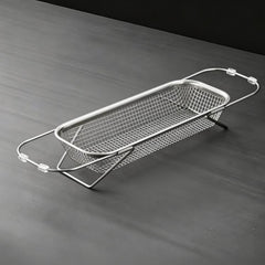 Expandable Over The Sink Colander Strainer 304 Stainless Steel Fine Mesh Drain Basket With Adjustable Arms And Standing Feet, Small, Medium, Large, Extra Large