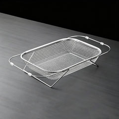 Expandable Over The Sink Colander Strainer 304 Stainless Steel Fine Mesh Drain Basket With Adjustable Arms And Standing Feet, Small, Medium, Large, Extra Large