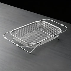 Expandable Over The Sink Colander Strainer 304 Stainless Steel Fine Mesh Drain Basket With Adjustable Arms And Standing Feet, Small, Medium, Large, Extra Large