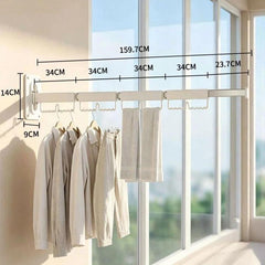 Household Rotatable Folding Clothes Drying Rack Wall-Mounted Drill-Free Retractable Clothes Rod, 1-Fold White, 2-Fold White, 3-Fold White, 4-Fold White, 5-Fold White, 1-Fold Grey, 2-Fold Grey, 3-Fold Grey, 4-Fold Grey, 5-Fold Grey