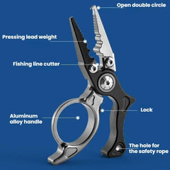 Mini Lure Pliers Micro Open-Ring Pliers Portable Fishing Line Cutters, Black Gray, Black Gray+Retractable Lanyard