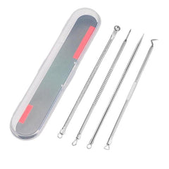 4pcs /Set Stainless Steel Blackhead Removal Needles Tweezers for Beauty Acne Treatment, Silver, Rose Gold