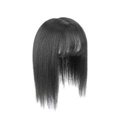 Hair Topper with Air Bangs for Women 12.6 inch Synthetic Hairpiece for Thinning Hair, Natural Looking Top Hair Extension with Clips