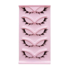 5pairs Fox Eye Slanted Voluminating False Eyelashes, End Extended Black Stem Stage Makeup Lashes, AQ-02