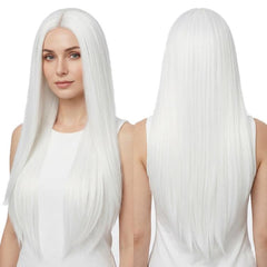 80cm Cosplay Versatile Center-Parted Long Straight Wig, Black, White, Silver, Light Gold, Red, Dark Brown, Light Brown, Purple, Royal Blue, Claret, Orange, Mint Green, Gray, Light Purple, Sky Blue, Linen