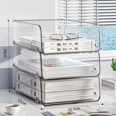 Desktop Stackable Acrylic File Storage Rack, Large-Capacity Book Shelf For Bedroom & Living Room, Extended & Raised 2 Layer, Extended & Raised 3 Layer, Extended & Raised 4 Layer, Extended & Raised 5 Layer