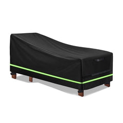 Patio Chaise Lounge Cover 420D Heavy Duty Oxford Outdoor Chair Covers Waterproof & Windproof Garden Lounge Cover With Reflective Tape, Padded Handles, 200x75x70/40cm