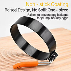 LsCook 4 inch Round Stainless Steel Egg Pan Heat-Resistant Silicone Handle Thickened Non-Stick Egg Mold
