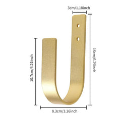 2pcs Wall-Mounted U-Shaped Metal Curtain Storage Hook, 2pcs Gold