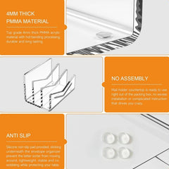 Acrylic 3-layer Letter Organizer/Card Sorting Clip for Home and Office Use, YX243