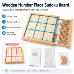 Wooden Number Place 9x9 Grid Game Board, Educational Tabletop Game For Kids & Adults To Cultivate Logical Thinking