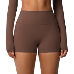 Double-Sided Brushed High-Waisted Tight-Fitting Fitness Yoga Shorts, S