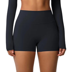Double-Sided Brushed High-Waisted Tight-Fitting Fitness Yoga Shorts, S