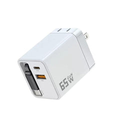 65W GaN Wall Charger With Built-In Retractable USB-C Cable 3-Port Fast Charging Block, US Plug, EU Plug, UK Plug