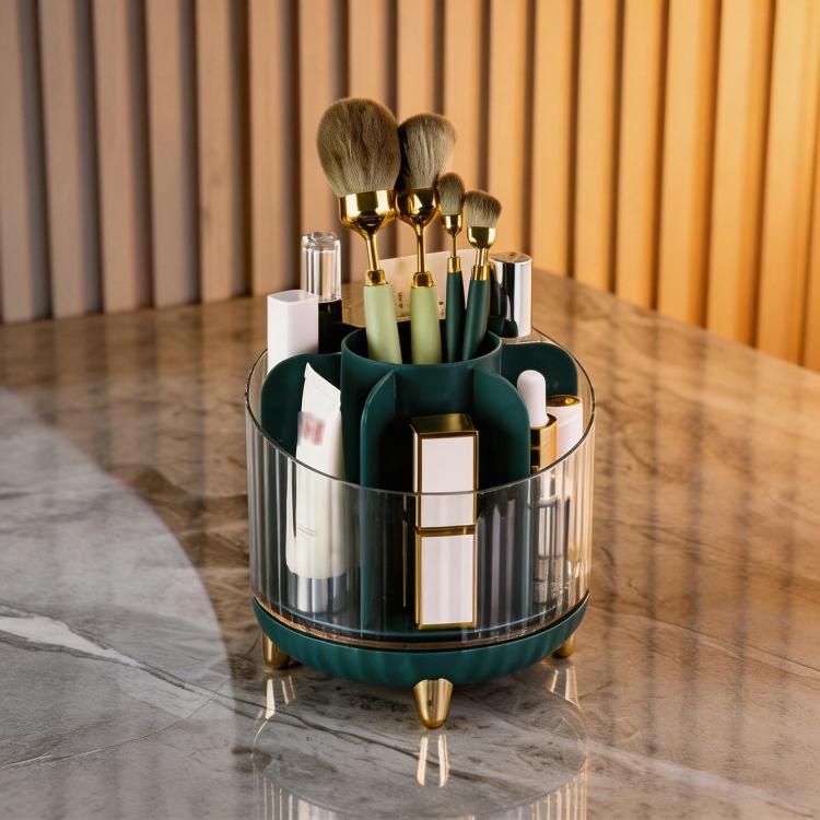 360-degree Rotating Makeup Organizer for Vanity Multi-Grid Spinning Cosmetic Storage Box for Brushes, Lipsticks and Skincare