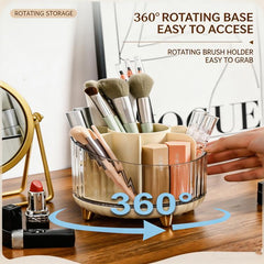 360-degree Rotating Makeup Organizer for Vanity Multi-Grid Spinning Cosmetic Storage Box for Brushes, Lipsticks and Skincare