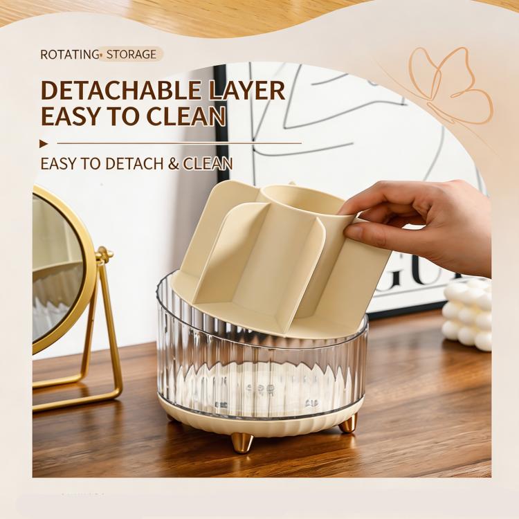 360-degree Rotating Makeup Organizer for Vanity Multi-Grid Spinning Cosmetic Storage Box for Brushes, Lipsticks and Skincare