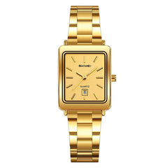 SKMEI 2566 Women Vintage Steel-Strap Business Watch 30m Water-Resistant Daily-Use Calendar Quartz Watch