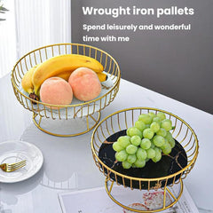 Home Iron Round Fruit & Candy Plate, Desktop Snack & Pastry Tray, Small White Gold, Small Black Gold, Large White Gold, Large Black Gold