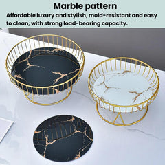 Home Iron Round Fruit & Candy Plate, Desktop Snack & Pastry Tray, Small White Gold, Small Black Gold, Large White Gold, Large Black Gold