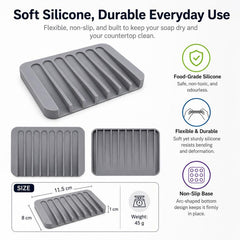 Silicone Soap Dish Self-Draining Bar Soap Holder Flexible Unbreakable Soap Saver Tray for Bathroom Shower, Bathtub and Kitchen Sink